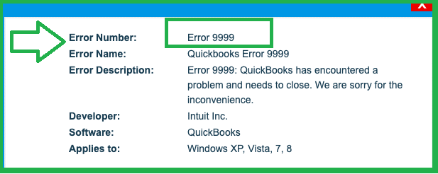 quickbooks error 9999